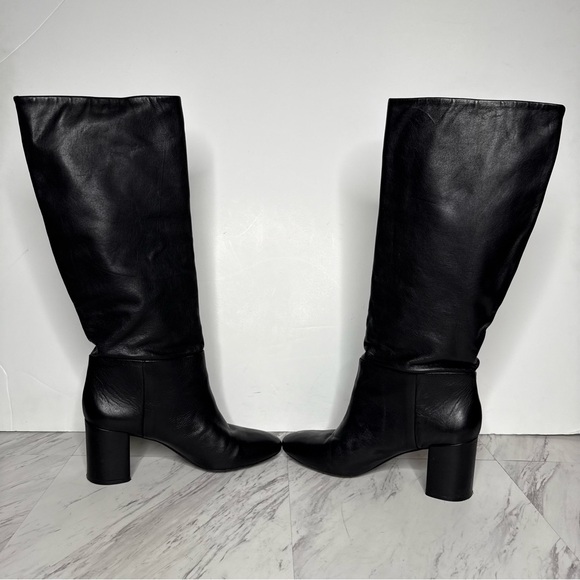 Tory Burch Black Leather Heeled Tall Boot 10 1/2 M - Picture 5 of 16